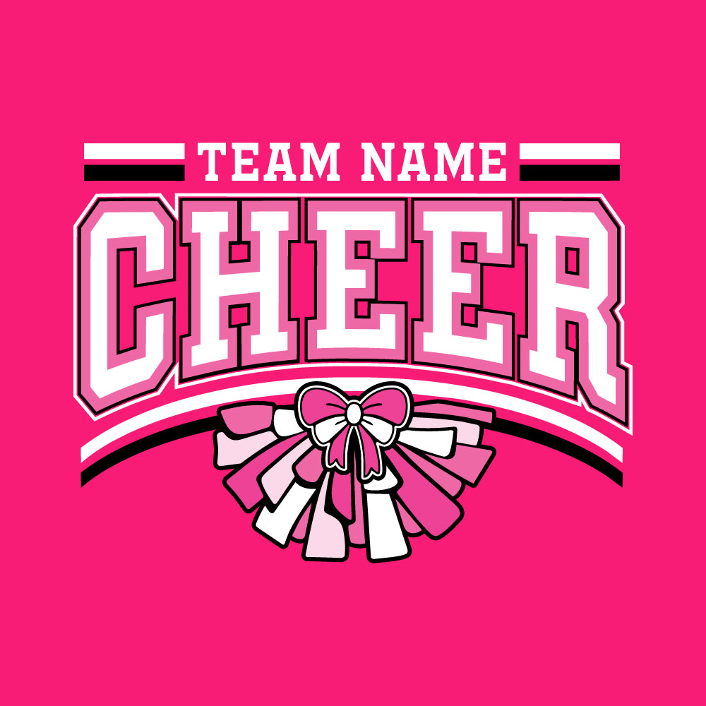 Custom Pink Out cheer shirt design with personalized team name for breast cancer awareness fundraiser.