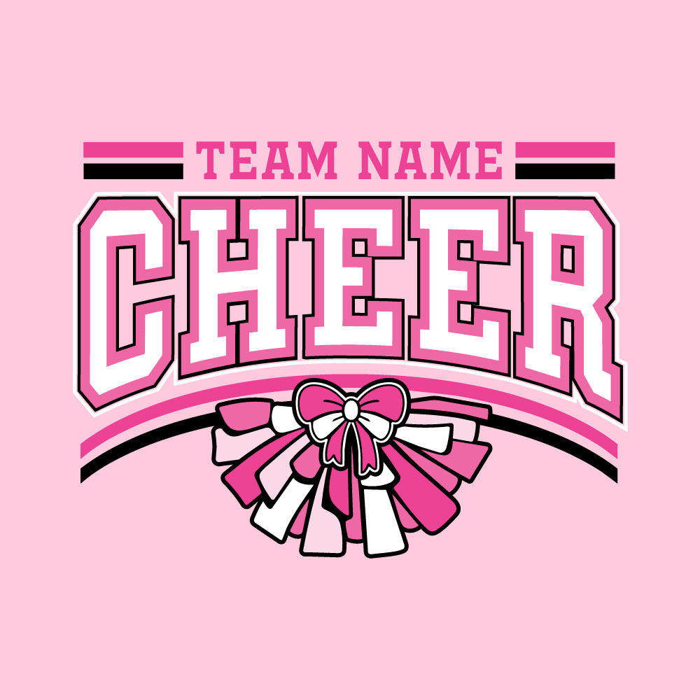Custom Pink Out cheer shirt design with personalized team name for breast cancer awareness fundraiser.