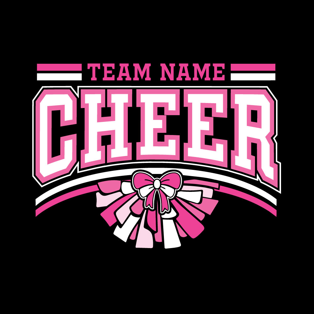 Custom Pink Out cheer shirt design with personalized team name for breast cancer awareness fundraiser.