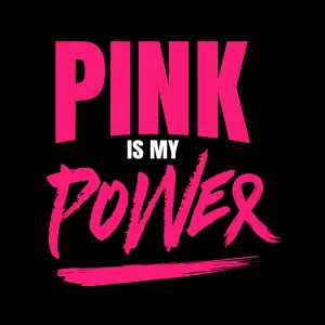 Bold "Pink Is My Power" breast cancer awareness design with modern typography for custom Pink Out shirts and fundraiser apparel.